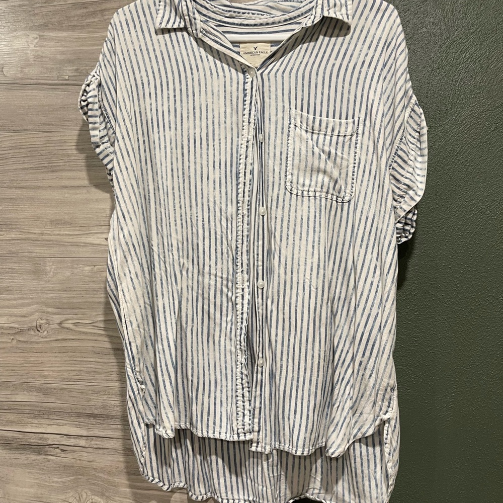 Oversized striped button up